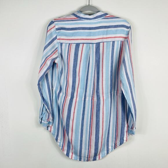 L.L. Bean Size XS Petite Striped Premium Washable Linen Drawstring Tunic Top - Picture 4 of 6